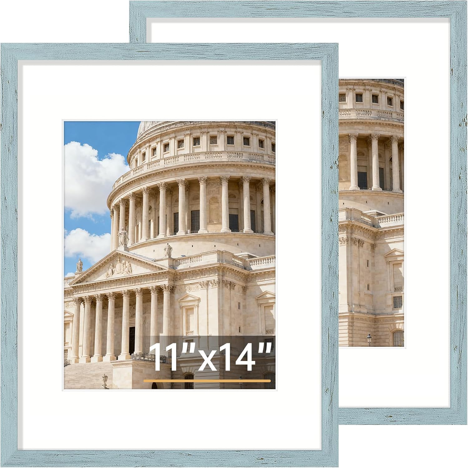Light Blue Wood Finish Frame Set - Multi-Size