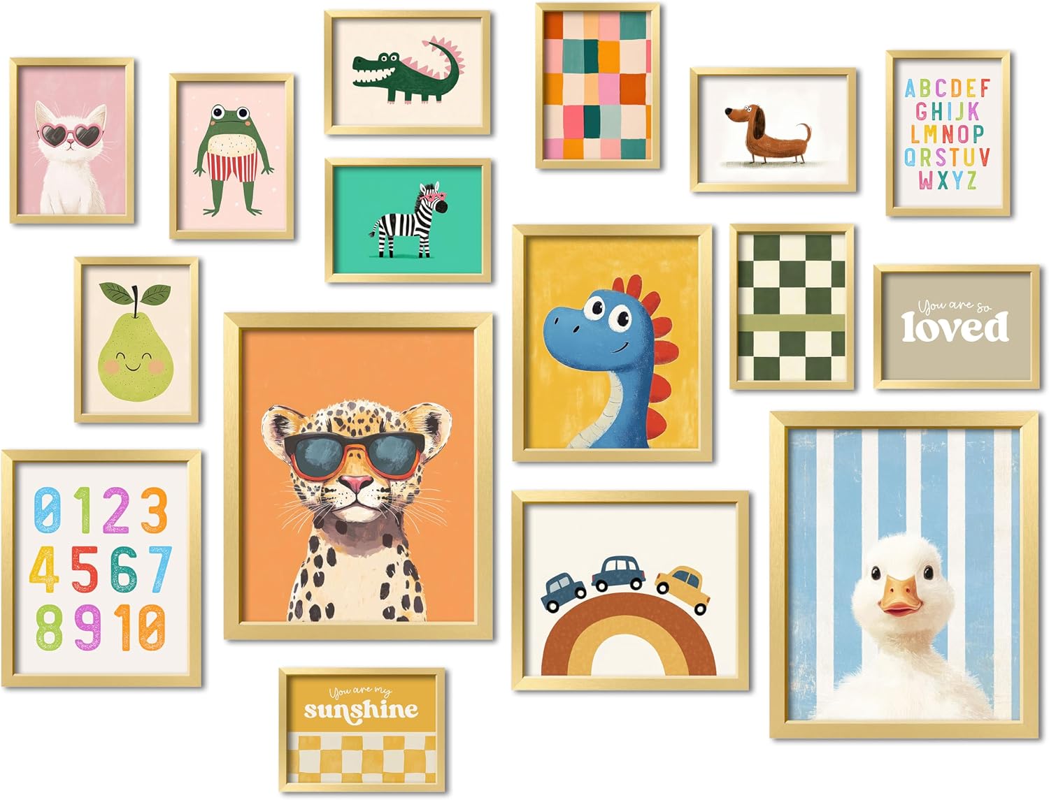 16-Piece Cute Animal Wall Art Set for Nurseries & Playrooms
