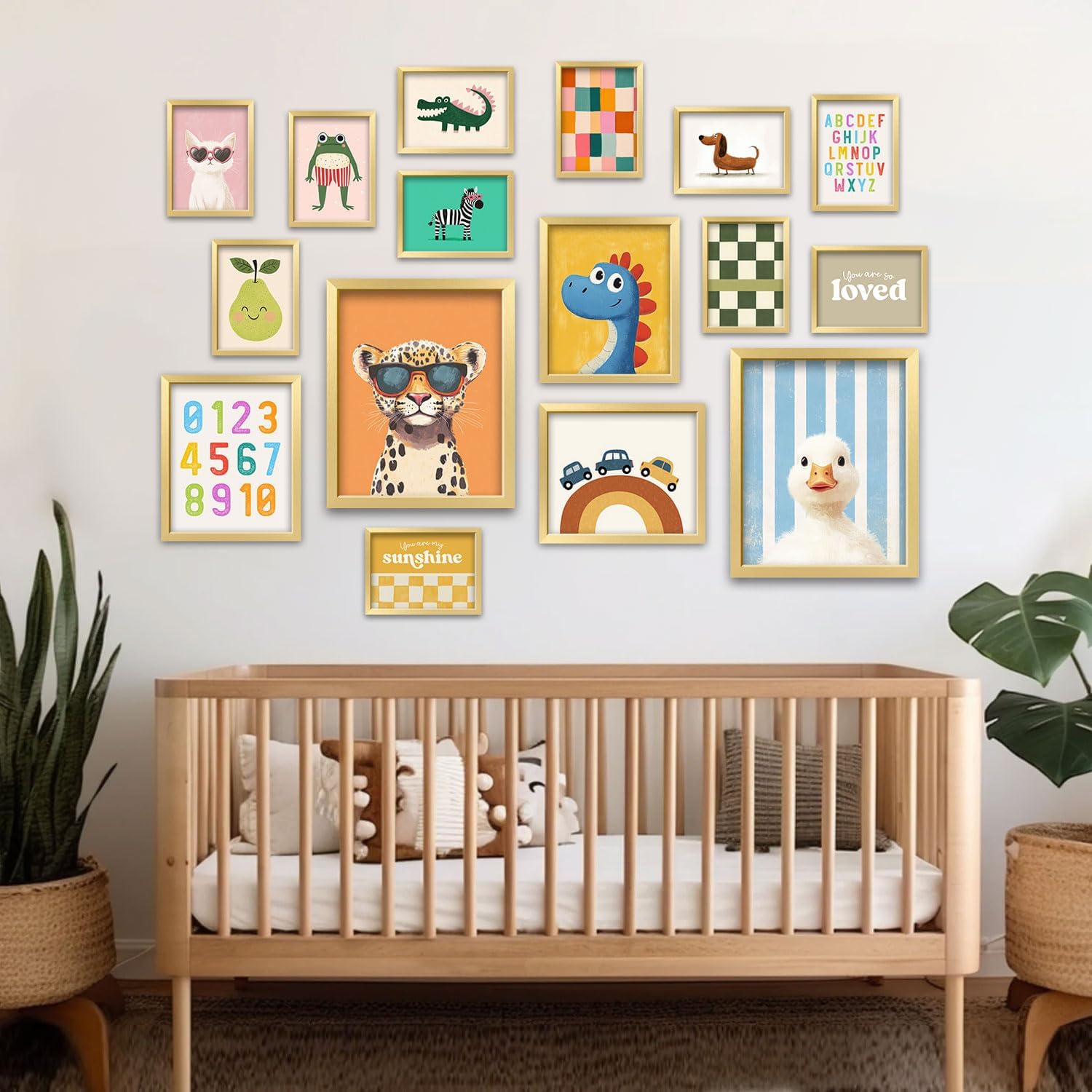 16-Piece Cute Animal Wall Art Set for Nurseries & Playrooms
