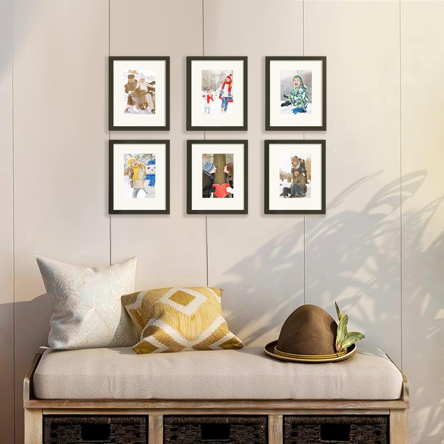Black Wood Finish Photo Frame with Mat - Multi-Size