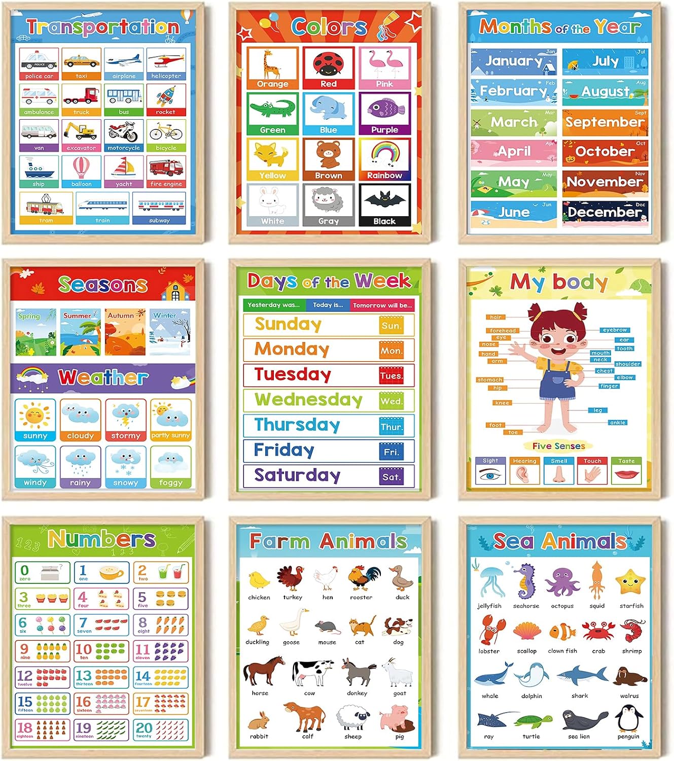 12-Piece Unframed Canvas Wall Art Set for Kids Nursery & Playroom