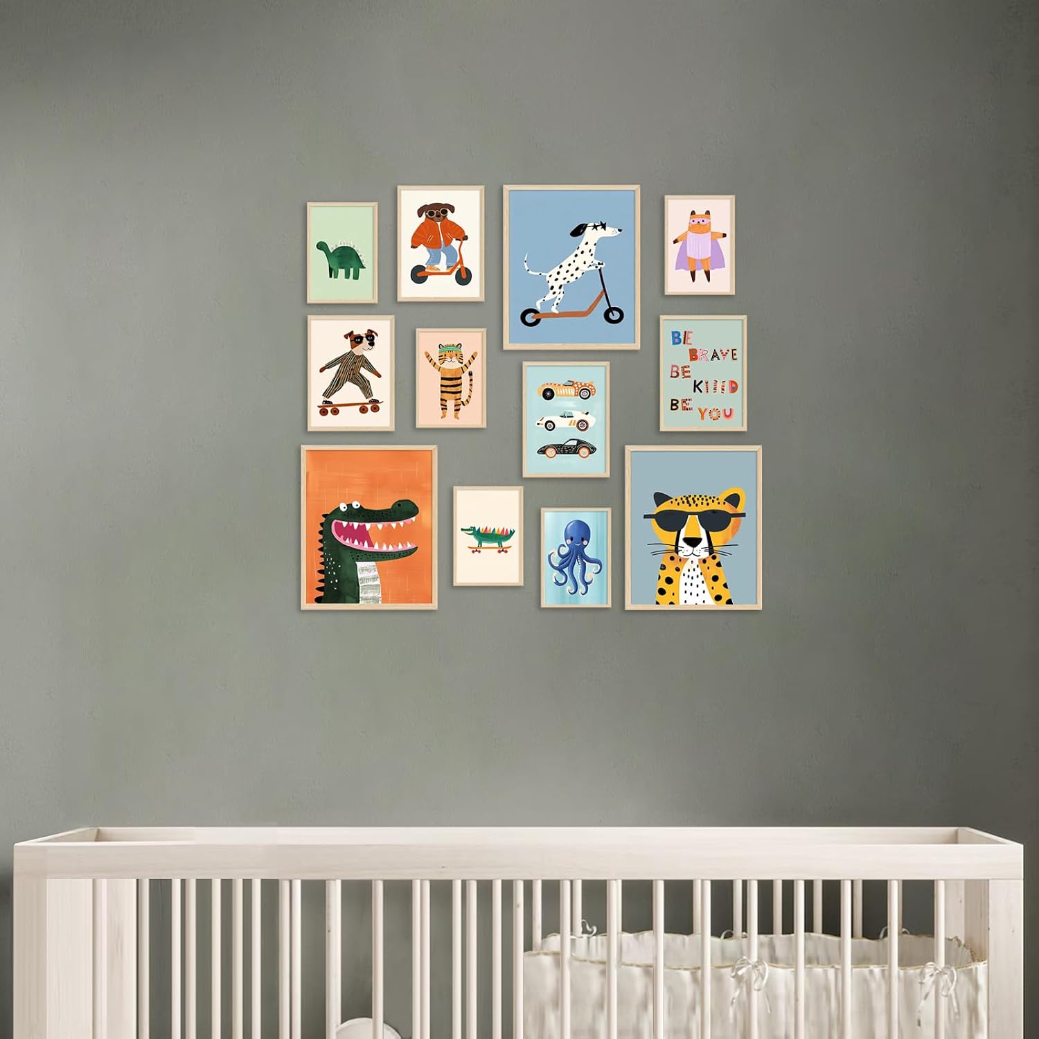 12-Piece Unframed Canvas Wall Art Set for Kids Nursery & Playroom