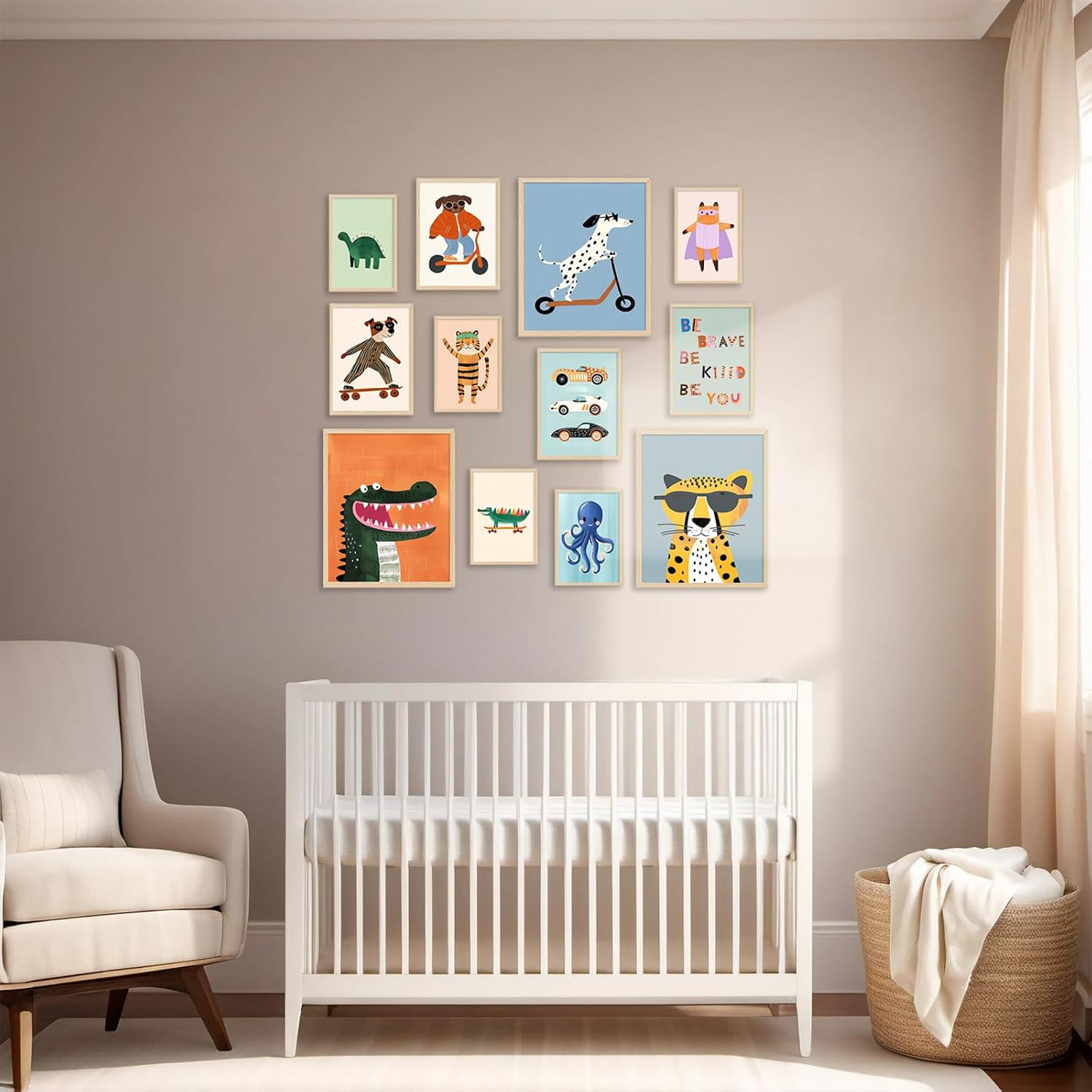 12-Piece Unframed Canvas Wall Art Set for Kids Nursery & Playroom