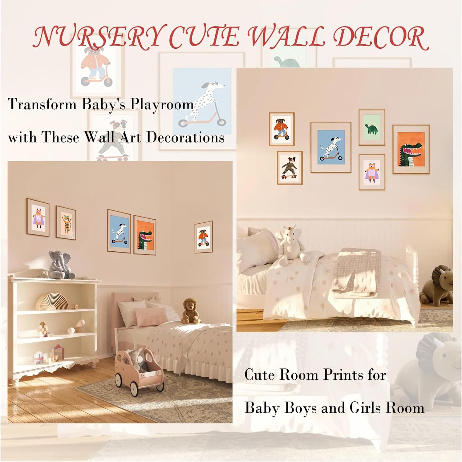 12-Piece Unframed Canvas Wall Art Set for Kids Nursery & Playroom