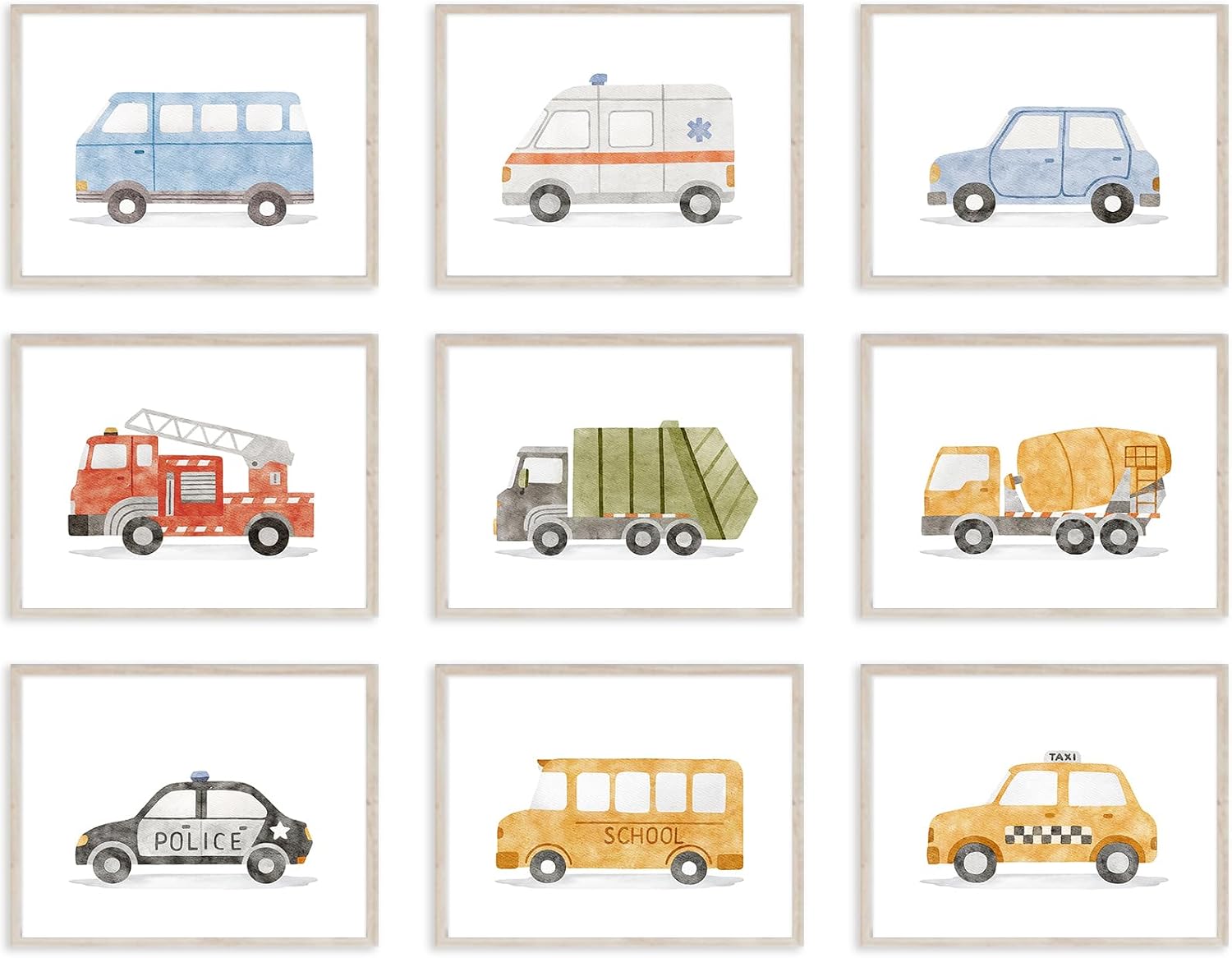 12-Piece Unframed Canvas Wall Art Set for Kids Nursery & Playroom