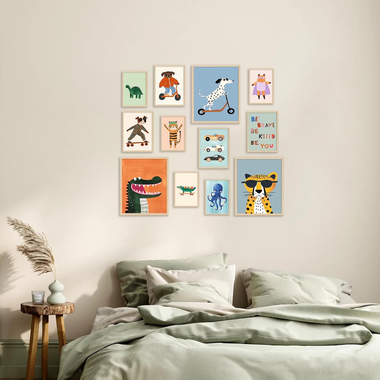 12-Piece Unframed Canvas Wall Art Set for Kids Nursery & Playroom