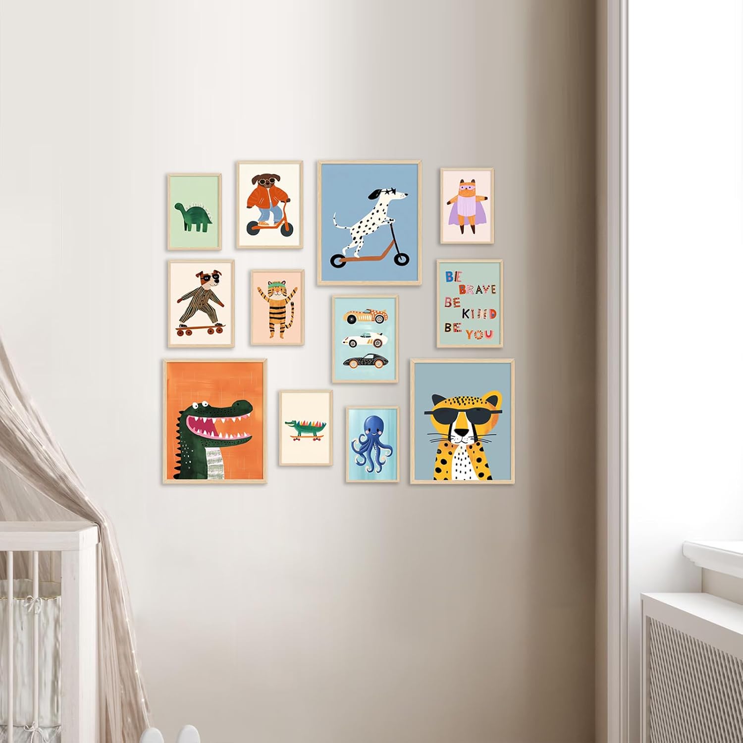 12-Piece Unframed Canvas Wall Art Set for Kids Nursery & Playroom