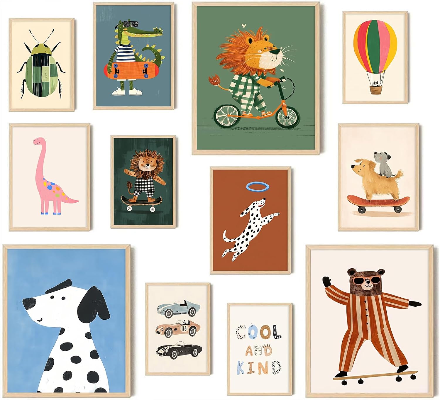 12-Piece Unframed Animal Canvas Art Prints for Kids' Rooms