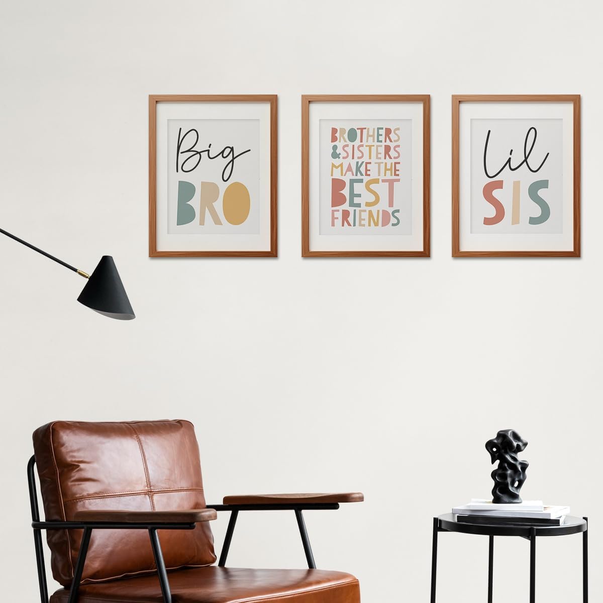 ETVISO Big Bro Lil Sis Wall Art Set of 3 for Nursery & Playroom, 8x10 Unframed