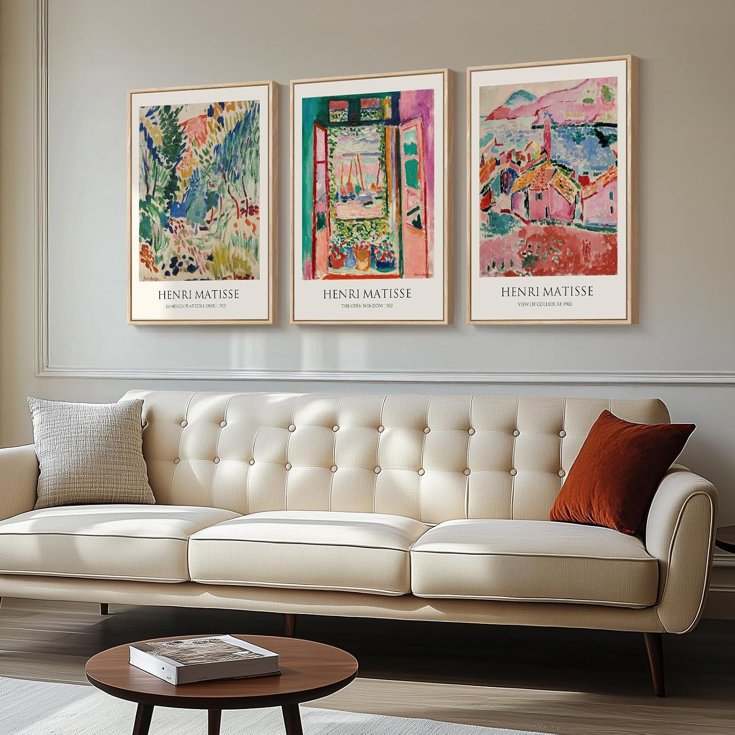 Henri Matisse Reproduction Print Set — 3 Framed Panels, 30 × 60 in Total