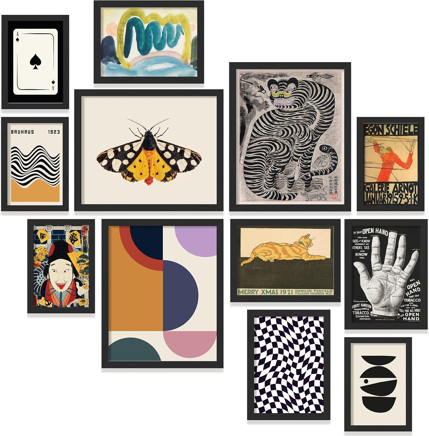 Funky Abstract Print Set — 12 Unframed Prints, Mixed Sizes