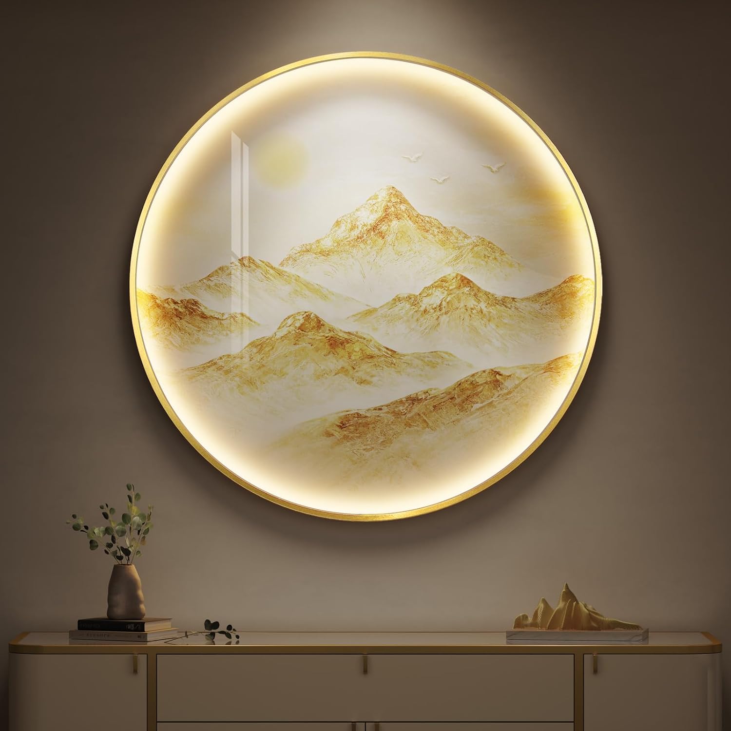 Round LED Mountain Wall Art