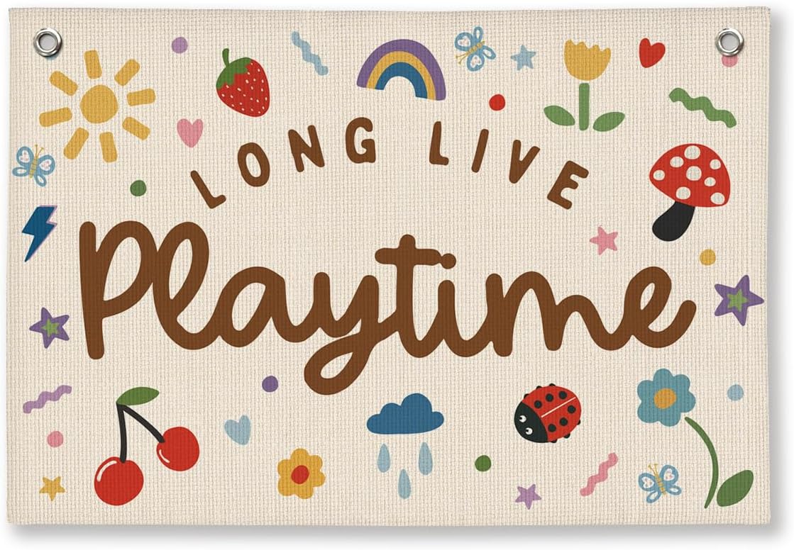 Kids Playroom Linen Banner Wall Decor - 20x30 Inch