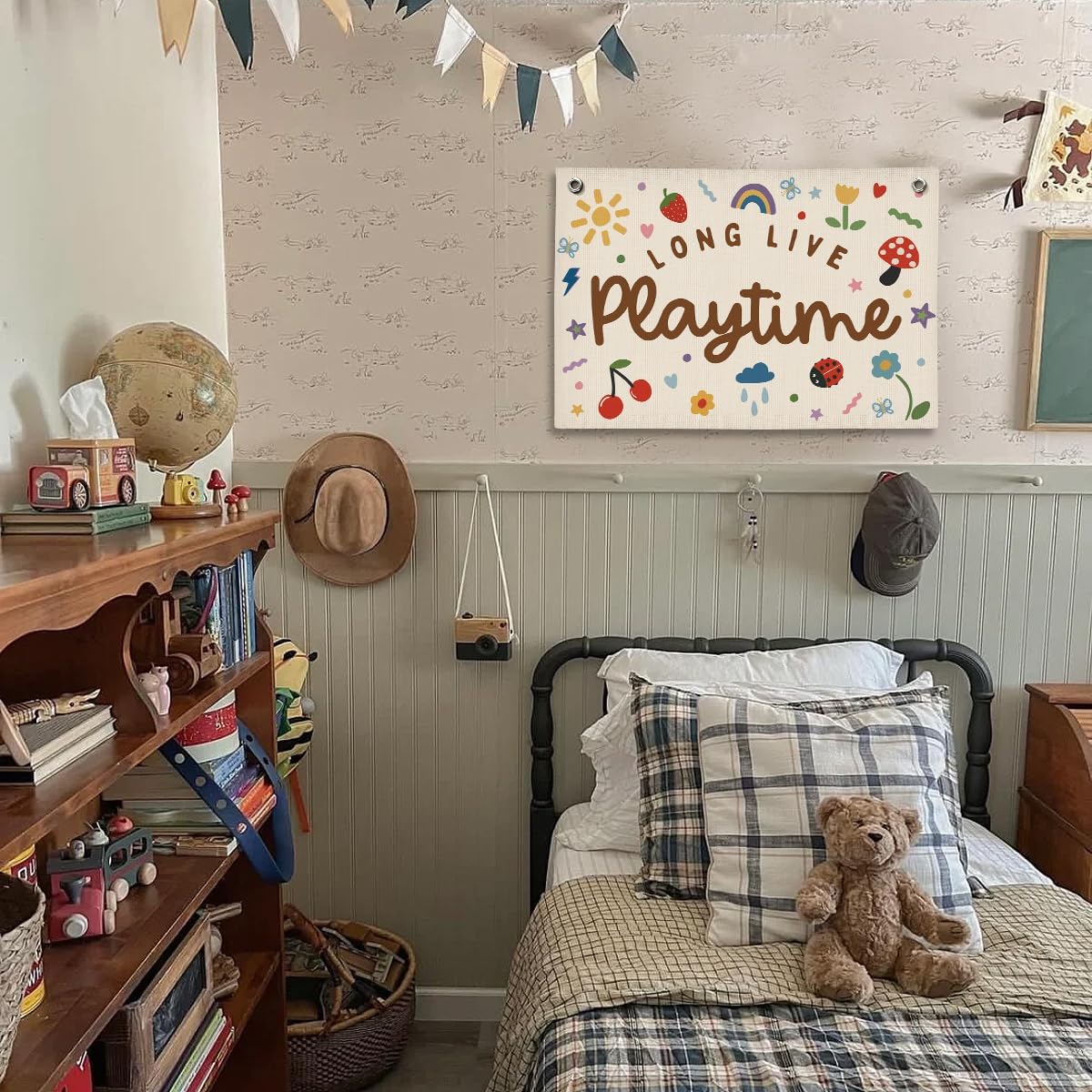 Kids Playroom Linen Banner Wall Decor - 20x30 Inch