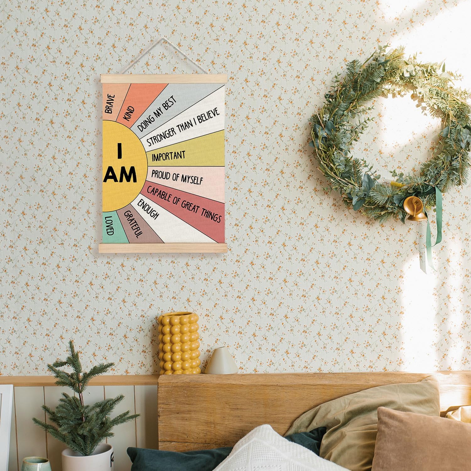 I Am Kind I Am Brave Affirmation Wall Art for Kids, 12x16